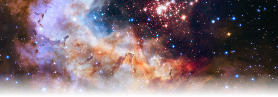 Hubble telescope photograph of stars, galaxies, and nebulae