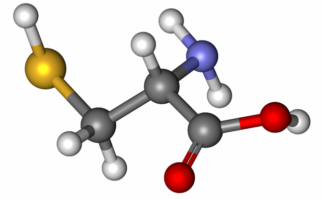 ball and stick model of cysteine molecule