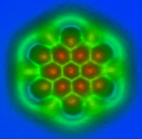 image of graphene (carbon lattice) generated by an atomic force microscope